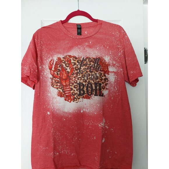 Belle Of The Boil Graphic Red Bleach Splatter T-Shirt M Cotton/Polyester Blend - Picture 1 of 3